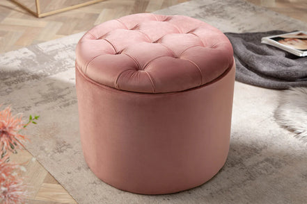 Lábtartó MODERN BAROCK STORAGE 50 cm bársony púderrózsaszín