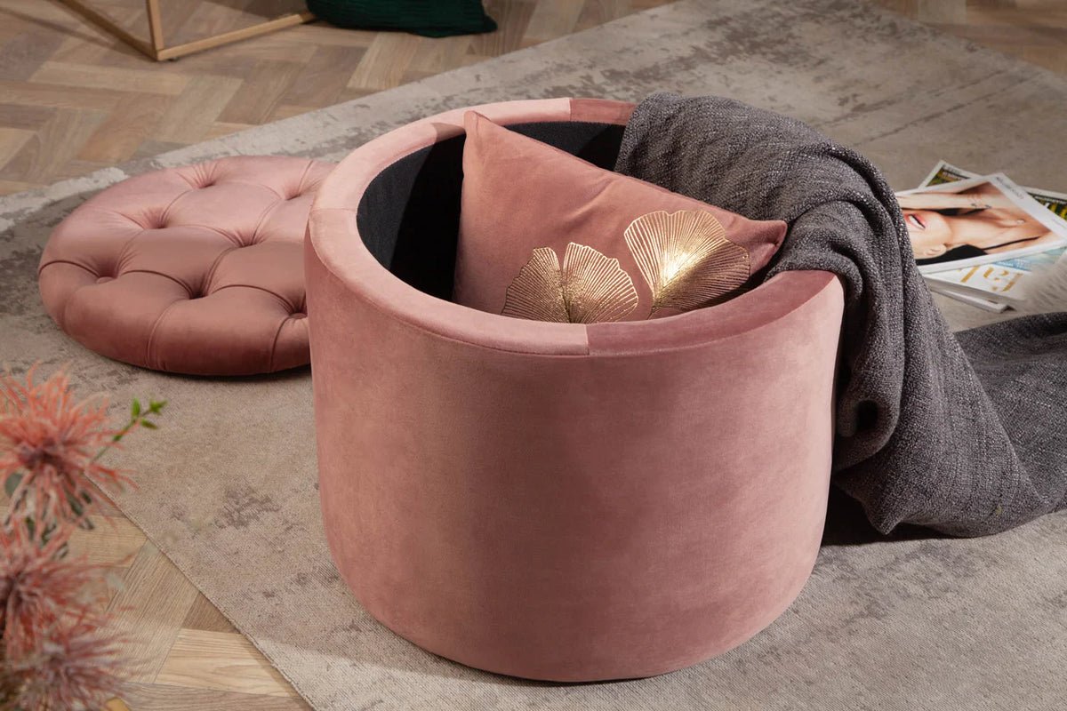 Lábtartó MODERN BAROCK STORAGE 50 cm bársony púderrózsaszín