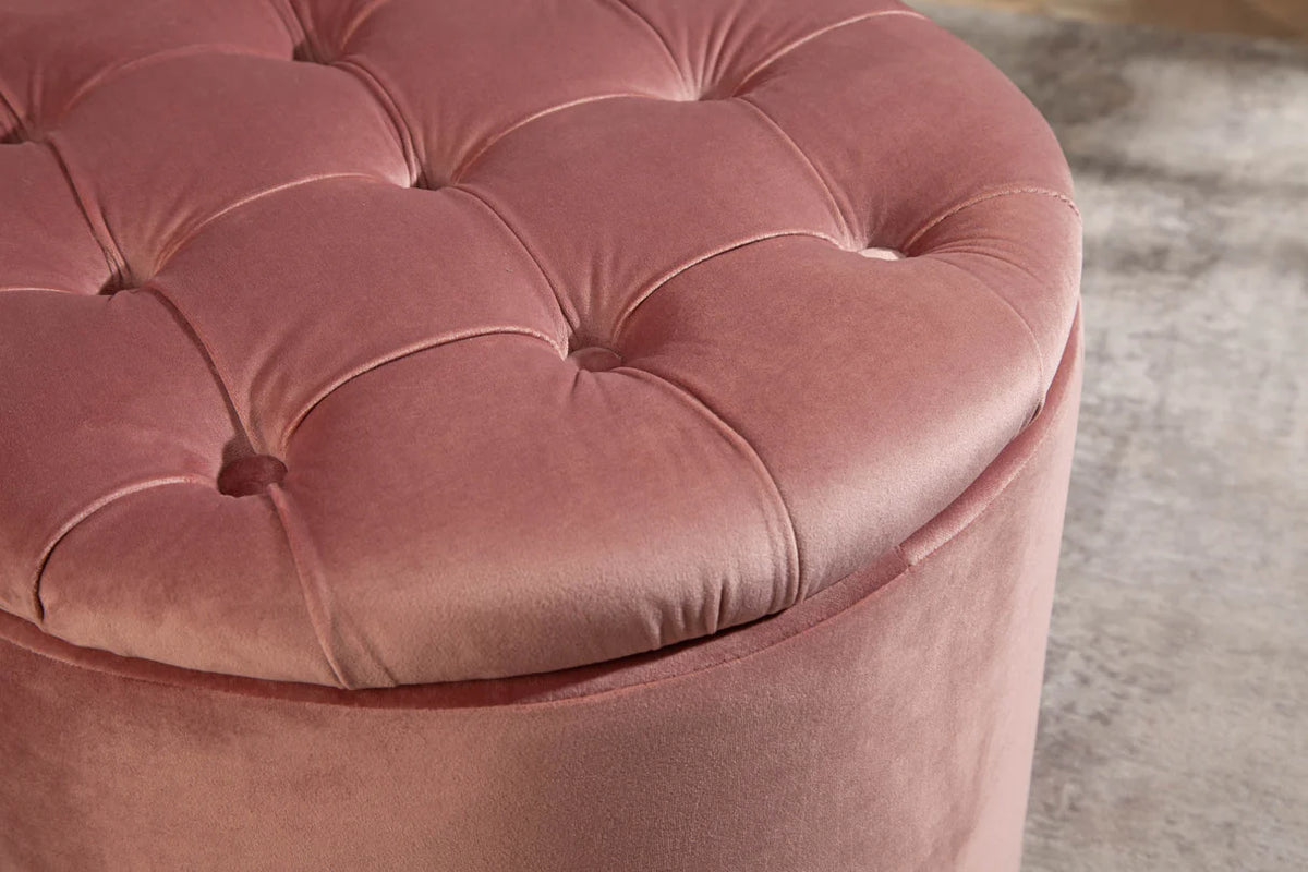 Lábtartó MODERN BAROCK STORAGE 50 cm bársony púderrózsaszín