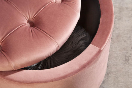 Lábtartó MODERN BAROCK STORAGE 50 cm bársony púderrózsaszín