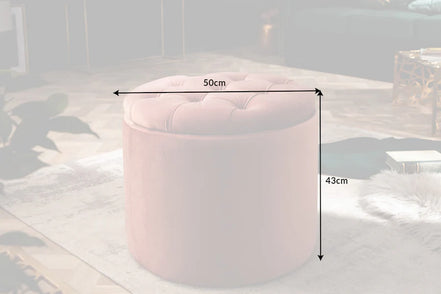 Lábtartó MODERN BAROCK STORAGE 50 cm bársony púderrózsaszín