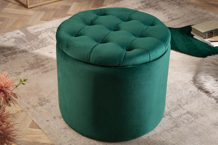 Lábtartó MODERN BAROCK STORAGE 50 cm bársony smaragdzöld