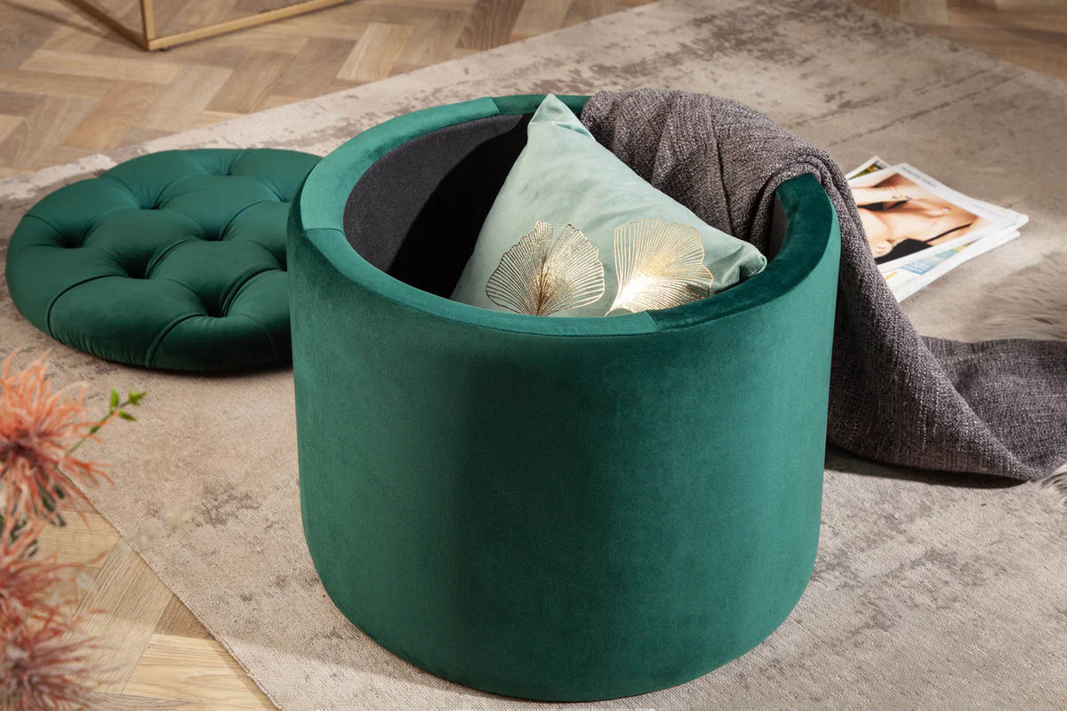 Lábtartó MODERN BAROCK STORAGE 50 cm bársony smaragdzöld