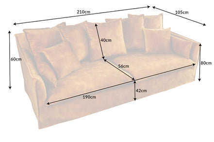 Kanapé HEAVEN 205 cm 3 személyes levehető huzat texturált bársony mustársárga