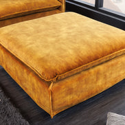 HEAVEN footstool 100 cm removable cover textured velvet mustard yellow