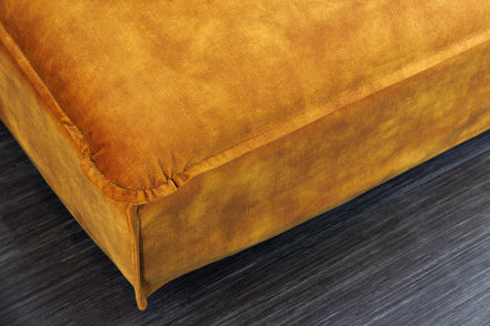 HEAVEN footstool 100 cm removable cover textured velvet mustard yellow