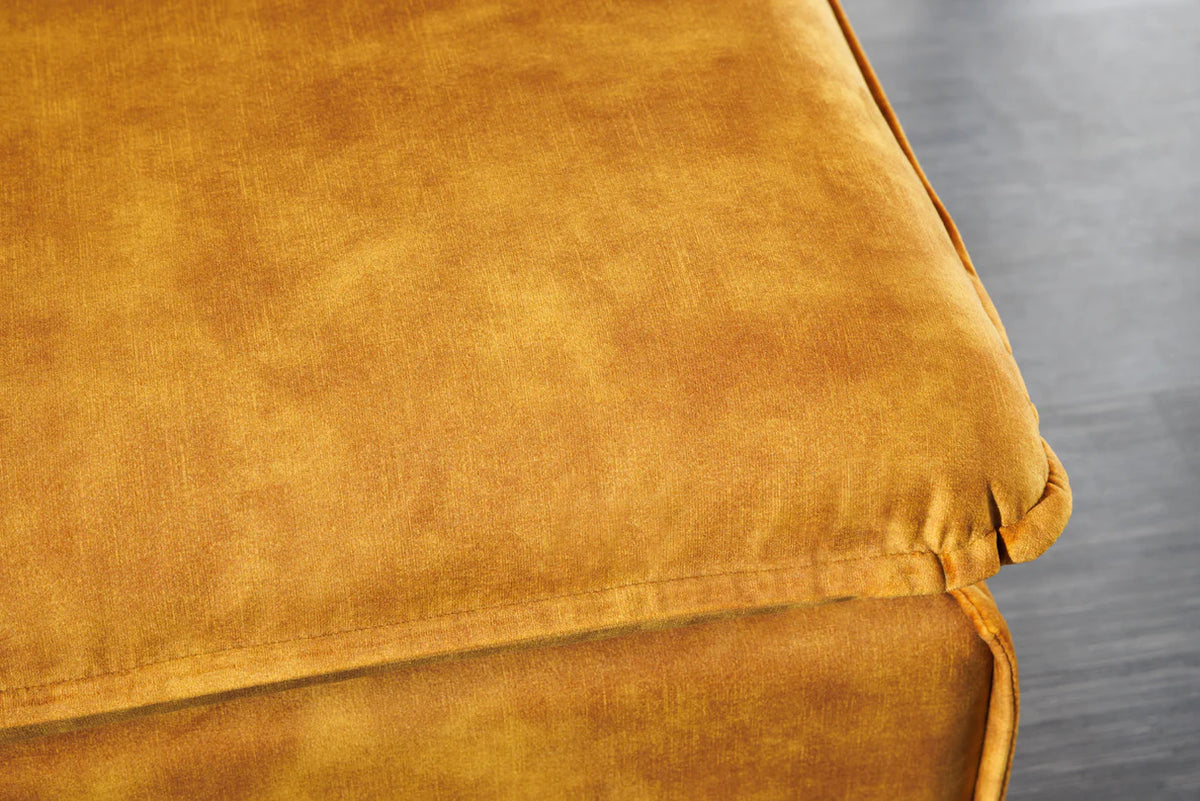 HEAVEN footstool 100 cm removable cover textured velvet mustard yellow