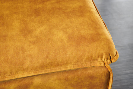 HEAVEN footstool 100 cm removable cover textured velvet mustard yellow