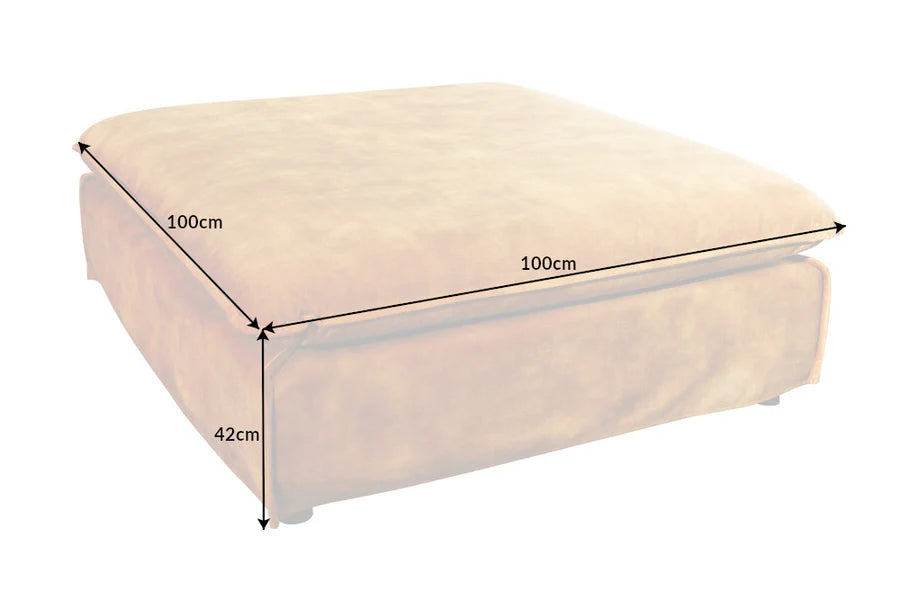 HEAVEN footstool 100 cm removable cover textured velvet mustard yellow