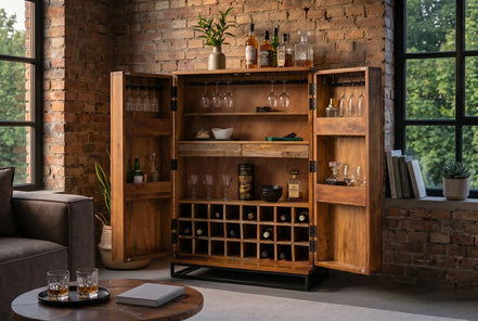 Bar cabinet SCORPION 140cm mango brown