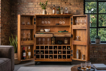 Bar cabinet SCORPION 140cm mango brown