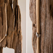 BARRACUDA floor lamp 177cm recycled acacia wood w/ black cotton shade