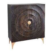 Magas komód GOLDEN SUNSET 120 cm mangófa fekete-arany