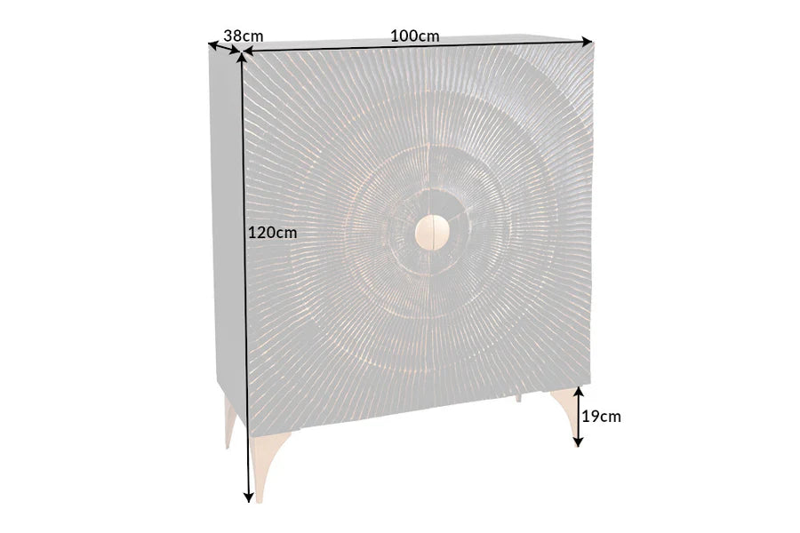 Magas komód GOLDEN SUNSET 120 cm mangófa fekete-arany