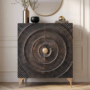 Magas komód GOLDEN SUNSET 120 cm mangófa fekete-arany