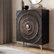 Magas komód GOLDEN SUNSET 120 cm mangófa fekete-arany
