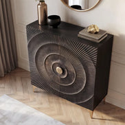 Magas komód GOLDEN SUNSET 120 cm mangófa fekete-arany