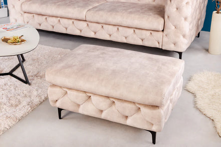 MODERN BAROCK velvet footstool, champagne color