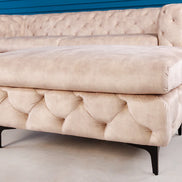 MODERN BAROCK velvet footstool, champagne color