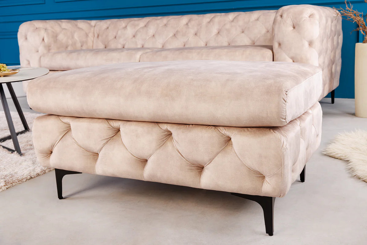 MODERN BAROCK velvet footstool, champagne color
