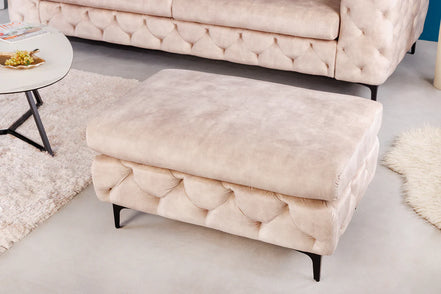 MODERN BAROCK velvet footstool, champagne color