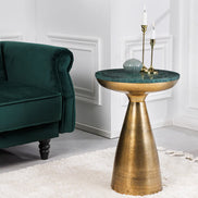 Side Table ELEMENTS 40cm gold with removable marble top green
