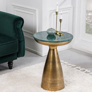 Side Table ELEMENTS 40cm gold with removable marble top green
