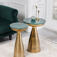 Side Table ELEMENTS 40cm gold with removable marble top green