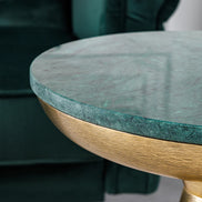Side Table ELEMENTS 40cm gold with removable marble top green