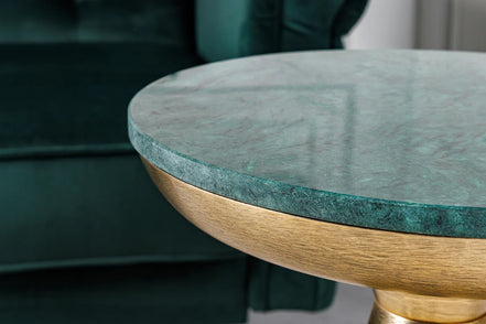 Side Table ELEMENTS 40cm gold with removable marble top green