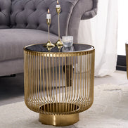 Coffee table VARIATION 40cm gold with black glass