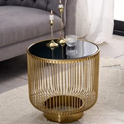 Coffee table VARIATION 40cm gold with black glass