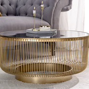 Coffee table VARIATION 80cm gold with black glass