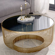 Coffee table VARIATION 80cm gold with black glass