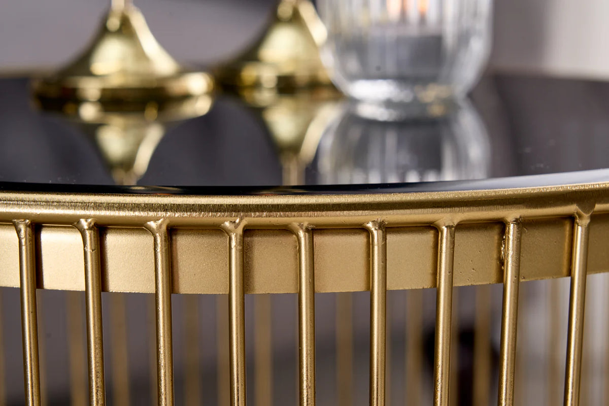 Coffee table VARIATION 80cm gold with black glass