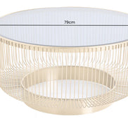 Coffee table VARIATION 80cm gold with black glass