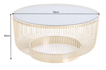 Coffee table VARIATION 80cm gold with black glass