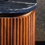 GATSBY coffee table 110cm retro style mango wood gold marble top black