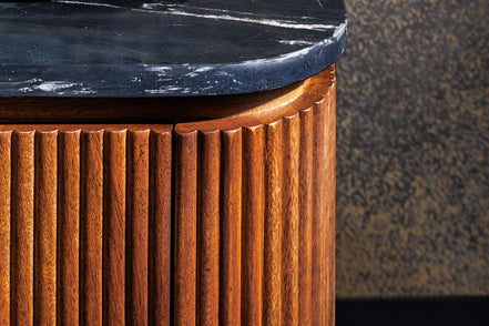 GATSBY coffee table 110cm retro style mango wood gold marble top black