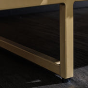 GATSBY coffee table 110cm retro style mango wood gold marble top black