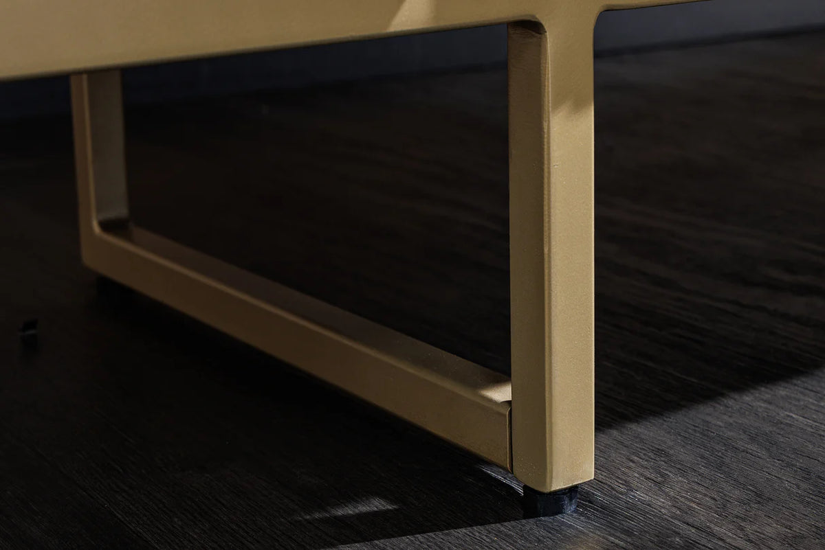GATSBY coffee table 110cm retro style mango wood gold marble top black