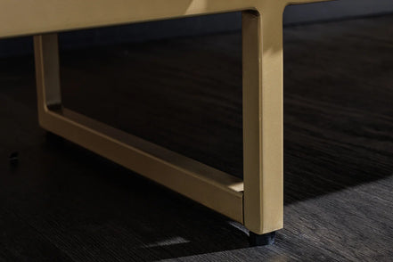 GATSBY coffee table 110cm retro style mango wood gold marble top black