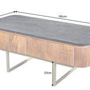 GATSBY coffee table 110cm retro style mango wood gold marble top black