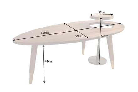 GATSBY coffee table 110cm retro style mango brown golden