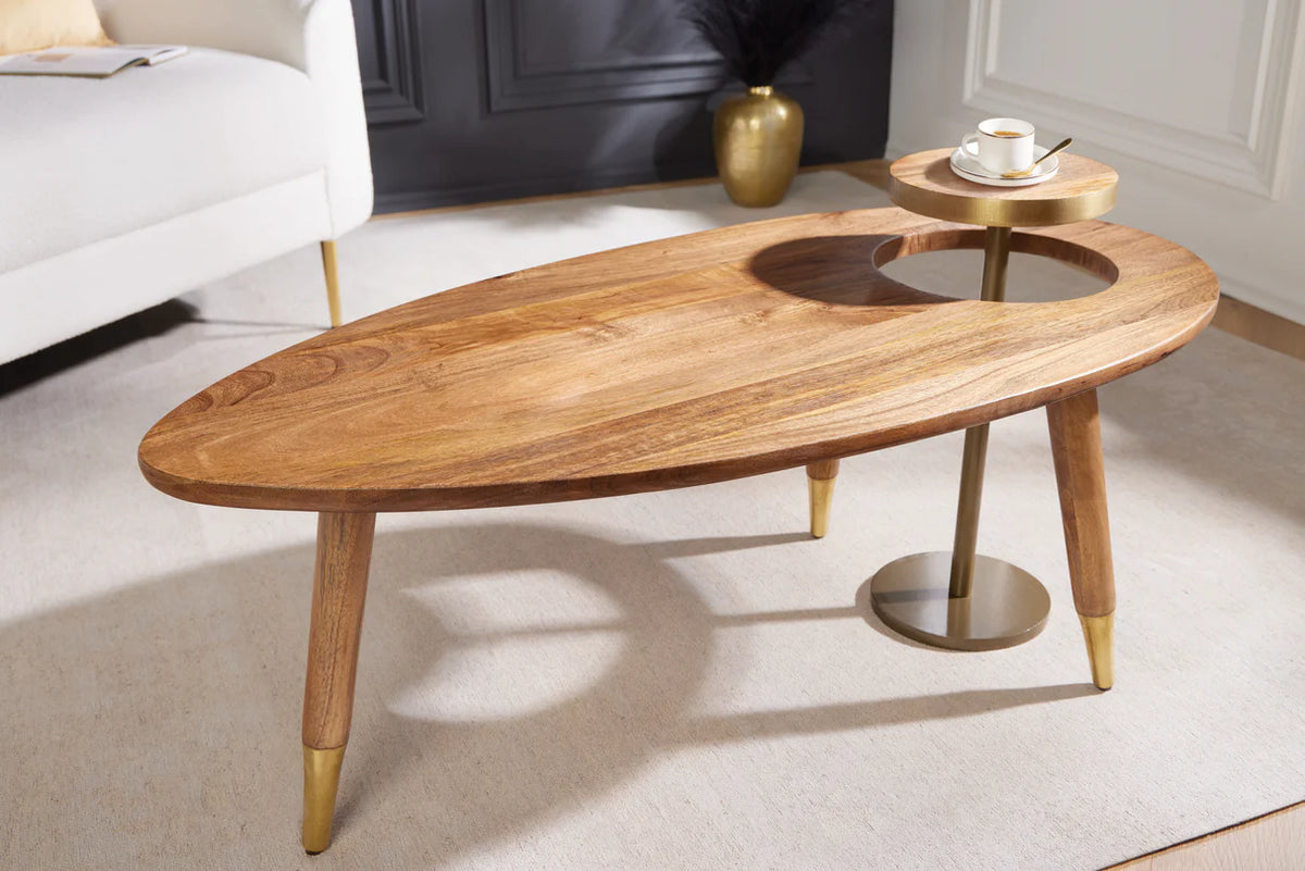 GATSBY coffee table 110cm retro style mango brown golden