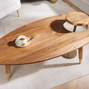 GATSBY coffee table 110cm retro style mango brown golden