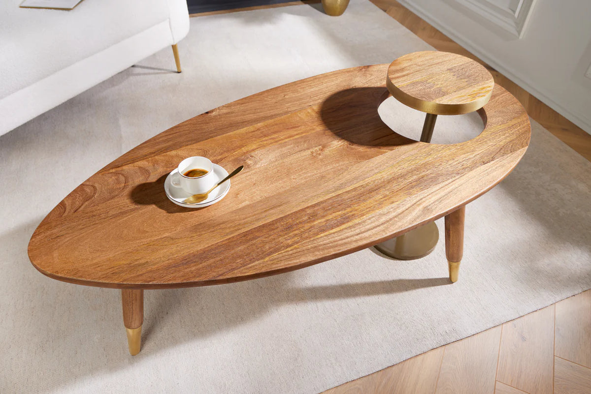 GATSBY coffee table 110cm retro style mango brown golden