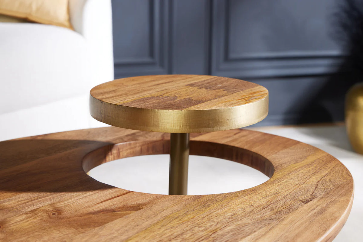 GATSBY coffee table 110cm retro style mango brown golden