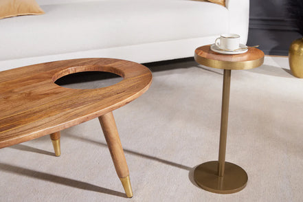 GATSBY coffee table 110cm retro style mango brown golden