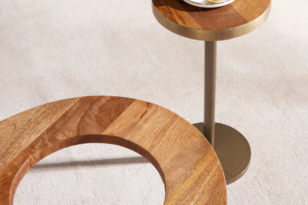 GATSBY coffee table 110cm retro style mango brown golden